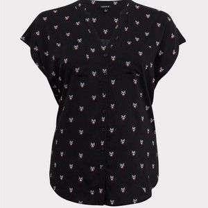Torrid Raccoon Print Challis Button Front Dolman Sleeve Top Size: 3 22-24